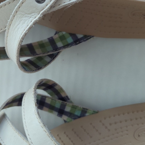 Crocs Open Toe Cork Wedge Strappy Slide Sandal 8 Creamy Beige Tan - Picture 4 of 16